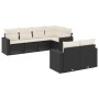 Set Divani da Giardino con Cuscini 7pz Nero Polyrattan