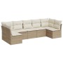 Set Divani da Giardino 7 pz con Cuscini Beige in Polyrattan