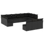 Set Divani da Giardino 13pz con Cuscini Nero in Polyrattan