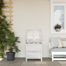 Contenitore Giardino Bianco 50x49x56,5 cm Legno Massello Abete