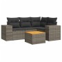 Set Divano da Giardino 5 pz con Cuscini Grigio in Polyrattan