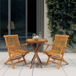 Set da Pranzo per Giardino 3 pz in Legno Massello di Teak