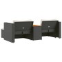 Set Divani da Giardino 5 pz con Cuscini Nero Polyrattan Acacia