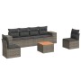 Set Divani da Giardino 7 pz con Cuscini Grigio in Polyrattan