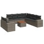 Set Divano da Giardino 10 pz con Cuscini Grigio in Polyrattan