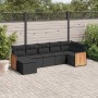 Set Divani da Giardino con Cuscini 7pz Nero Polyrattan