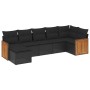 Set Divani da Giardino con Cuscini 7pz Nero Polyrattan