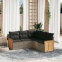 Set Divano da Giardino 5 pz con Cuscini Grigio in Polyrattan