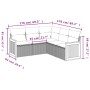 Set Divano da Giardino 5 pz con Cuscini Grigio in Polyrattan