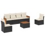 Set Divani da Giardino con Cuscini 7pz Nero Polyrattan