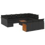 Set Divani da Giardino 14pz con Cuscini in Polyrattan Nero