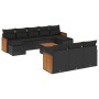 Set Divani da Giardino 11 pz con Cuscini in Polyrattan Nero