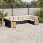 Set Divani da Giardino 10pz con Cuscini in Polyrattan Nero