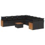 Set Divani da Giardino 11 pz con Cuscini in Polyrattan Nero