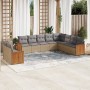 Set Divano da Giardino 10 pz con Cuscini Beige in Polyrattan