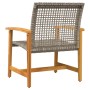 Sedie da Giardino 2pz Grigie in Polyrattan e Legno di Acacia