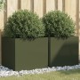 Fioriere 2pz Verde Oliva 49x47x46 cm Acciaio Laminato a Freddo