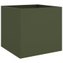 Fioriere 2pz Verde Oliva 49x47x46 cm Acciaio Laminato a Freddo