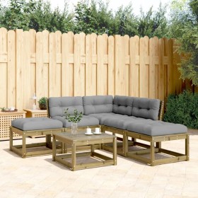 Set Divani da Giardino 5pz con Cuscini Legno Impregnato di Pino