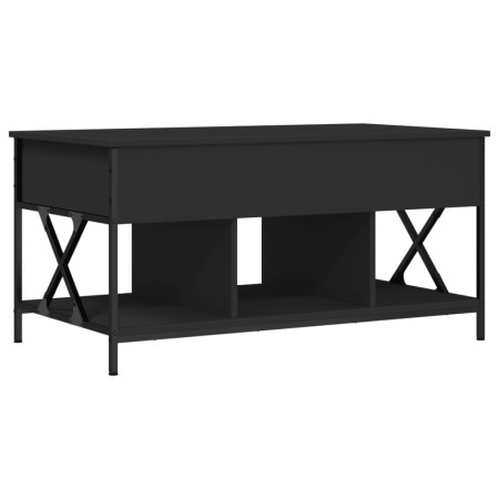 Tavolino da Salotto Nero 100x55x50cm Legno Multistrato Metallo