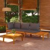 Set Divani Giardino 3 pz con Cuscini Grigio Scuro Legno Acacia