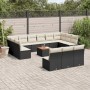 Set Divani da Giardino 14pz con Cuscini in Polyrattan Nero