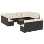 Set Divani da Giardino 14pz con Cuscini in Polyrattan Nero