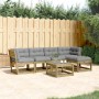 Set Divani da Giardino 5pz con Cuscini Legno Impregnato di Pino