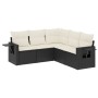 Set Divani da Giardino 5 pz con Cuscini in Polyrattan Nero