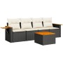 Set Divani da Giardino 5 pz con Cuscini in Polyrattan Nero