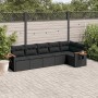 Set Divano da Giardino 6 pz con Cuscini Nero in Polyrattan