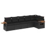 Set Divano da Giardino 6 pz con Cuscini Nero in Polyrattan