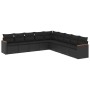 Set Divani da Giardino 9 pz con Cuscini Nero in Polyrattan