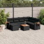 Set Divani da Giardino con Cuscini 8 pz Nero in Polyrattan