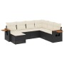 Set Divani da Giardino con Cuscini 7pz Nero Polyrattan