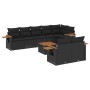 Set Divani da Giardino 9 pz con Cuscini Nero in Polyrattan