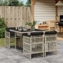 Set Pranzo da Giardino 5pz con Cuscini Grigio Chiaro Polyrattan