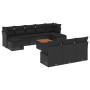 Set Divani da Giardino 11 pz con Cuscini in Polyrattan Nero