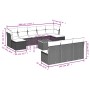 Set Divani da Giardino 11 pz con Cuscini in Polyrattan Nero