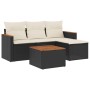 Set Divani da Giardino 5 pz con Cuscini in Polyrattan Nero