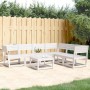 Set Divani da Giardino 6 pz Bianco in Legno Massello di Pino