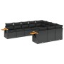 Set Divani da Giardino 10pz con Cuscini in Polyrattan Nero