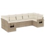 Set Divani da Giardino 7 pz con Cuscini Beige in Polyrattan