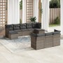 Set Divano da Giardino 10 pz con Cuscini Grigio in Polyrattan