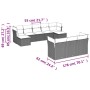 Set Divano da Giardino 10 pz con Cuscini Grigio in Polyrattan