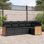 Set Divani da Giardino 5 pz con Cuscini in Polyrattan Nero