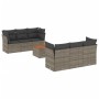 Set Divani da Giardino 7 pz con Cuscini Grigio in Polyrattan