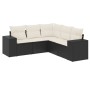 Set Divani da Giardino 5 pz con Cuscini in Polyrattan Nero