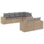 Set Divani da Giardino 7 pz con Cuscini Beige in Polyrattan