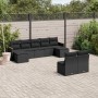 Set Divani da Giardino 9 pz con Cuscini Nero in Polyrattan